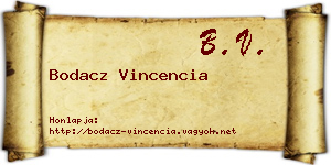 Bodacz Vincencia névjegykártya